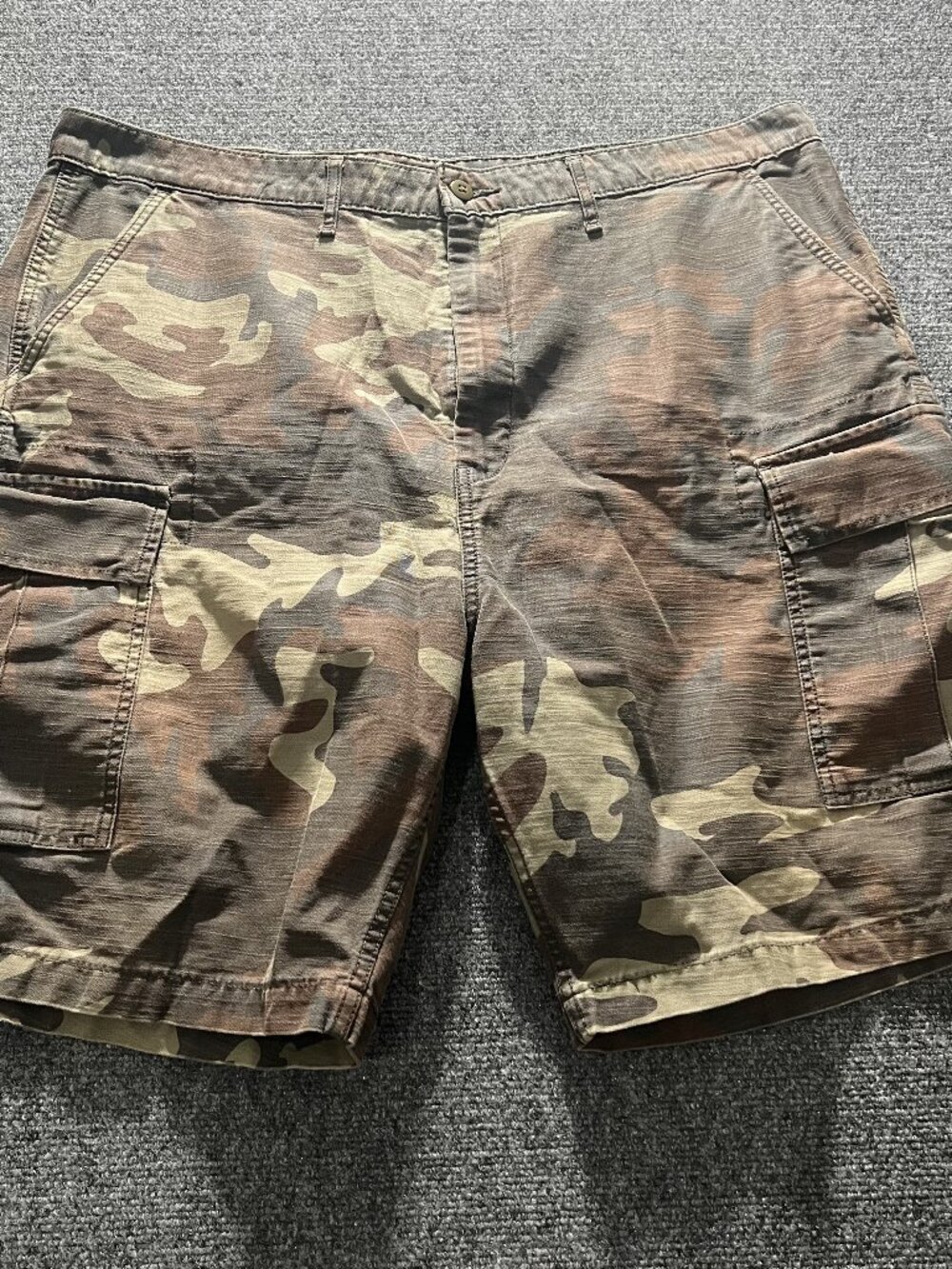 Levis Cargo Shorts Mens 42 Brown Green Camo Cotton Multi Pocket